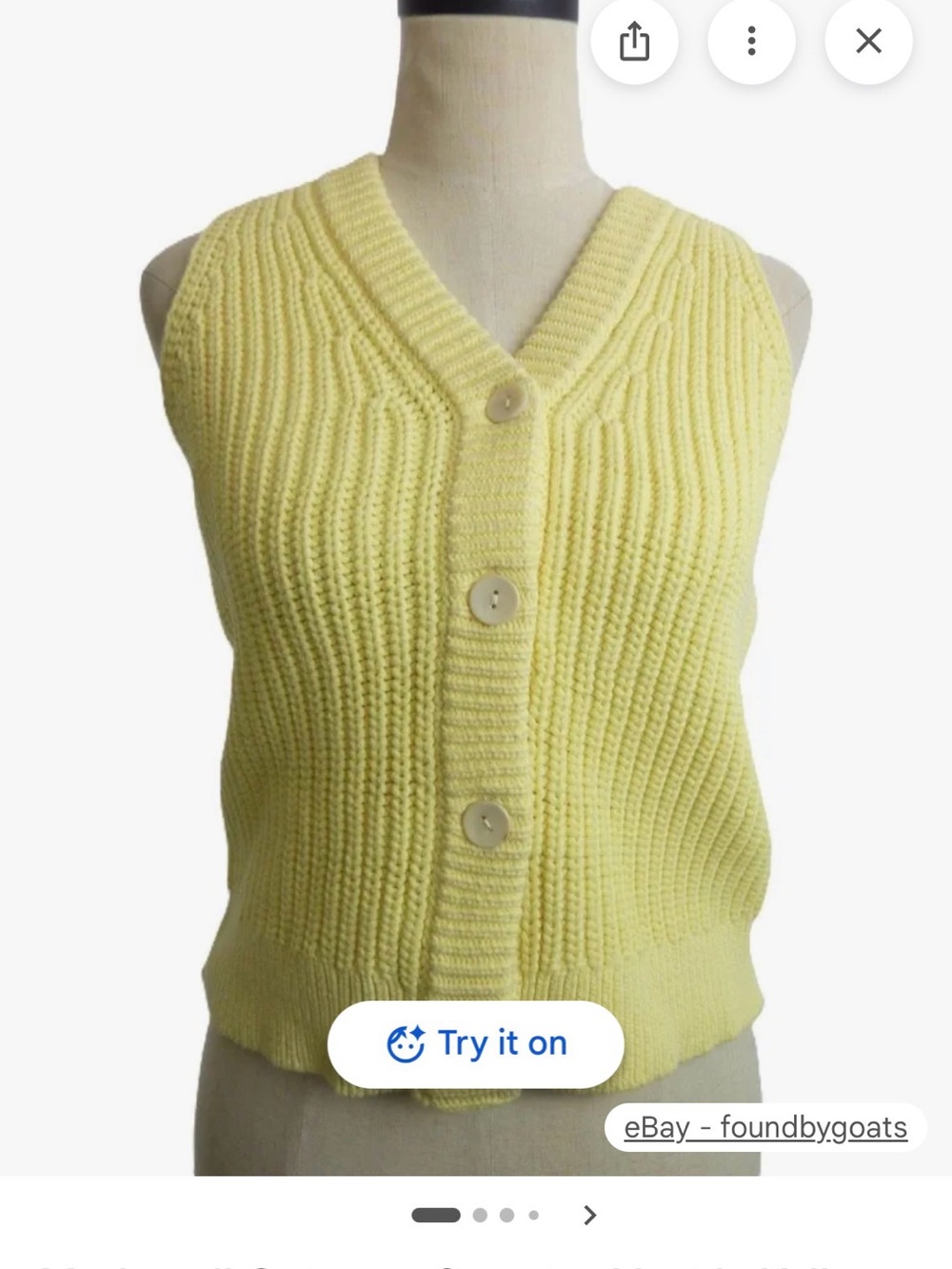 Madewell Soft Yellow Knit Button-Front Vest